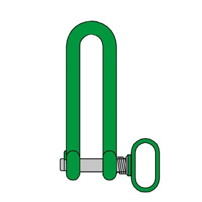 Spundwandbohlen-Schäkel, mit Patent-Schnellverschluß, grün lackiert, Bolzen roh